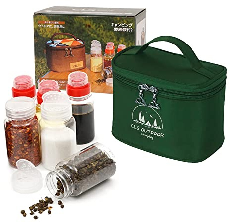MKNZOME Botes Especias, Juego de 6 Frascos Especiarias Tarros Especias Salero De Cocina Con Bolsa De Almacenamiento Para Acampar Al Aire Libre y Barbacoa