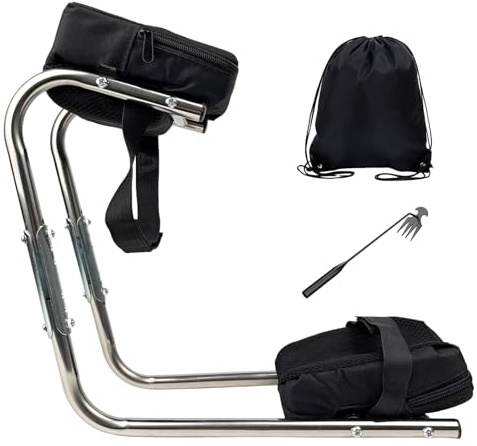 Kocusu Panca per ginocchio per giardinaggio con funzione di seduta, regolabile in altezza, portatile, in acciaio inox, con funzione di seduta, per giardino, costruzione e artigianato