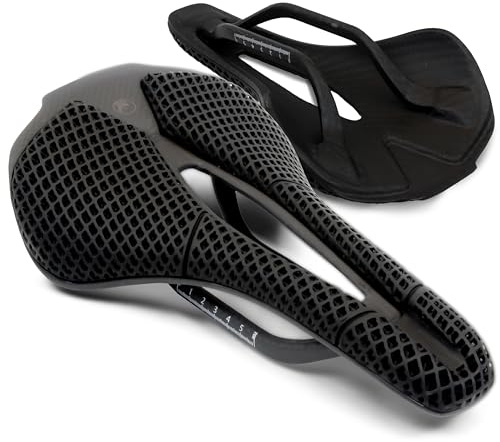 IMPALAPRO 3D Printed Bike Saddle Carbon Fiber Ultralight 195g 250x140mm — Road Bike Carbon Saddle T800 Honeycomb Medium Density Ergonomic Cutout Breathable — Oval Rails 7x9mm | MTB Gravel