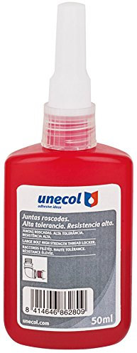 Unecol 8628 Adhesivo anaeróbico 1277 para Juntas roscadas (Botella, Industrial), Rojo, 50 ml