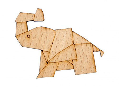 Miniblings éléphant Broche pachyderme Résumé Bois Origami plié Japon - Bijoux à la Mode à la Main Bouton I Pin Pins
