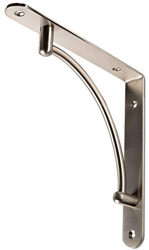 1 PAAR (2 Stück) SO-TECH® Regalkonsole RK03 mit Querstrebe zur Stabilisierung / Edelstahloptik / 220x220x30 mm / Regalträger Regalbodenträger Garderobenkonsole