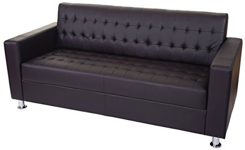 Mendler 3er Sofa Kunda, Couch Loungesofa, Kunstleder, Metall-Füße 180cm - Coffee