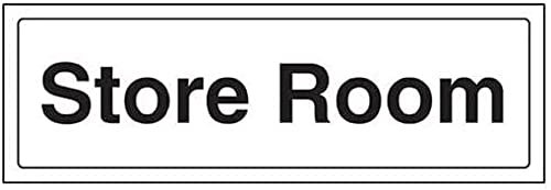 V Safety Store Room Door Sign - 300mm x 100mm - 1mm Rigid Plastic