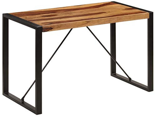 vidaXL Akazie-Holz Massiv Esstisch Esszimmertisch Küchentisch Tisch Holztisch Speisetisch Massivholztisch 120x60x76cm Stahlbeine