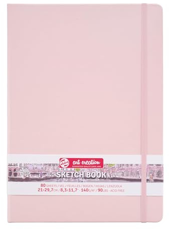 Talens Art Creation - Sketchbook Rosa Pastel 21x29.7cm - Papel sin ácido de 140g - 80 hojas - Ideal para lápiz Pastel Témpera - Encuadernación resistente para dibujo Diario