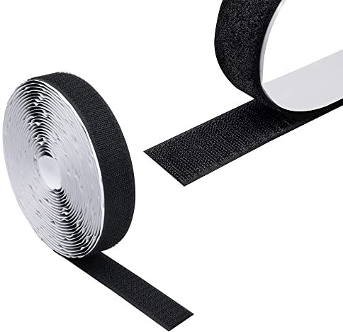KLEBERINO Velcro autoadesivo | Nastro con gancio e velcro | Velcro da incollare | Alta forza di chiusura in qualità industriale (nero, 10 mm x 6 m)