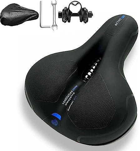 Cloud Comfort Pro 2.0 Fahrradsattel, Bequem Weich Memory Foam Ergonomisch Stoßdämpfend Atmungsaktiv Fahrrad Sattel, Cityradsättel Mountainbikesättel mit Federung für Herren Damen Kinder (Blau-Pro 2.0)