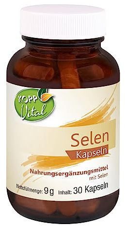 KOPP Vital® Selen | 30 Kapseln | 9 g | Nahrungsergänzungsmittel | Selen | | Vegan | Ohne Gentechnik | 165 Mikrogramm pro Kapsel | Spitzenqualität
