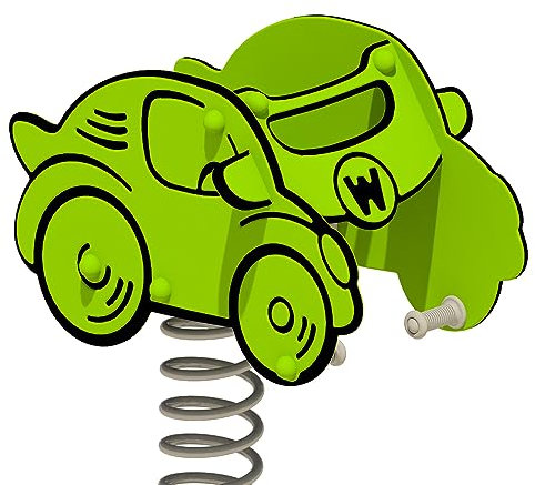 WICKEY PRO Federwippe Auto Bumpey grün - Federtier Spielplatzgerät - inklusive Bodenplatte - Spielplatz Wippe für Kinder - für öffentliche Spielplätze und Schulen