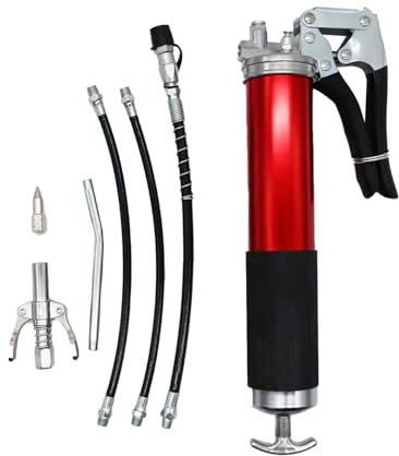 iFCOW Fettpresse, Hochleistungs Pistolengriff Fettpresse Einhand 7000 PSI hohes Volumen mit 4 Flexschlauch