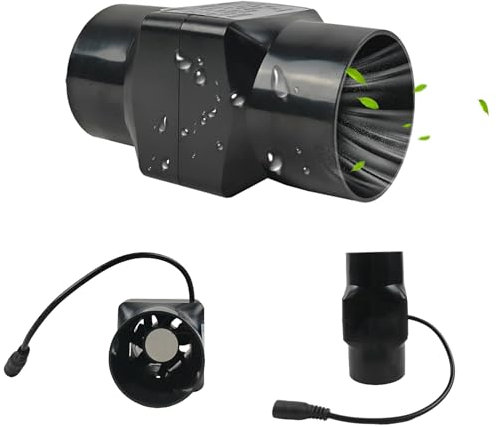 50mm Luftgebläse Schwarz Rohrventilator 6W Abluftventilator, Leiser Abluftventilator 36m³/h Inline-Kanalventilator Abluftventilator mit Knopfschalter, 220V