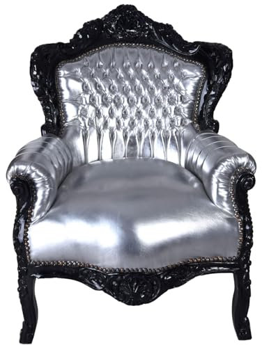 Poltrona XXL barocco argento nero cat588c36 Palazzo esclusiva