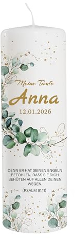 Vela bautizo individual con nombre como decoración de mesa. Decoración de mesa, bautizo, regalo, personalizable. Vela, arco iris, nubes, tiempo de combustión: 35 horas, diámetro 6,8 x altura 15 cm