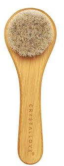 CRYSTALLOVE Bambus-Massagebürste für Gesicht, Hals, Dekolleté und Büste - Peelingbürste - Trockenbürste mit Naturborsten - Holz - ideale Geschenkidee