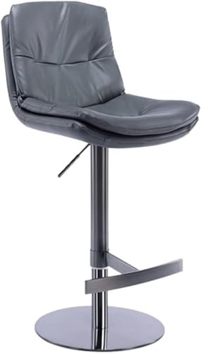 DZYHFCO Barhocker, drehbarer Barhocker, PU-Leder, Titan, schwarz, gebürsteter Edelstahl, Barstuhl mit schwerem, massivem Boden, Küchen-Barhocker, Theke