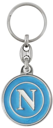 SSC NAPOLI Portachiavi in Metallo Smaltato con Logo Bianco su Fondo Celeste