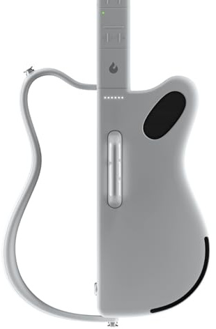 LAVA GENIE Guitarra inteligente sin cuerdas, sin cuerdas, cientos de preajustes de instrumentos, altavoz integrado, plegable, desmontable, blanco, 30.5 pulgadas.