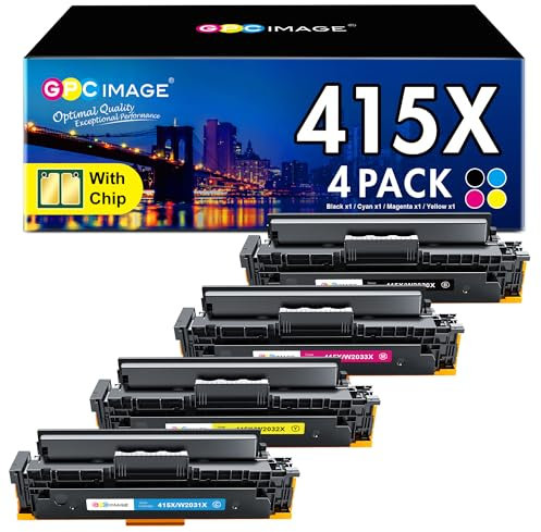 GPC IMAGE 415X M479fdw Toner Mit Chip Kompatibel für HP 415X 415A Multipack für HP Color Laserjet Pro MFP M479fnw M479dw M479fdn M454dw M454dn W2030X W2031X W2032X W2033X W2030A (4er-Pack)
