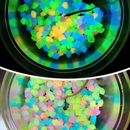 KARLOR Piedras brillantes coloridas, 500 piezas de piedras fluorescentes de 1 cm, piedras brillantes, mini decoración de jardín, piedras de diamante pequeñas, piedras de guijarros para acuario,