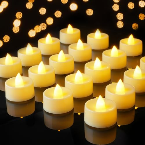 AMAGIC 100 Pack LED Flameless Candle Tea Lights Fake Electric Battery | No Annoying Flicker Long Last Holiday, Birthday Party, Table Decorations, Everyday Lighting, Winter Ambience