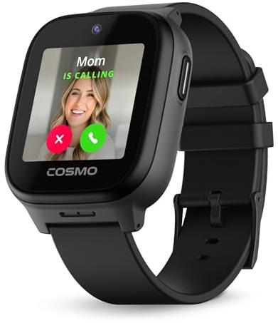 JrTrack 5 Kids Smart Watch by Cosmo | Best Kid-Safe Phone Watch | Precision Real-Time GPS Tracking | Call, Text, Activity, School Settings | Spotify Music | Parental Controls | SOS & Safety Alerts