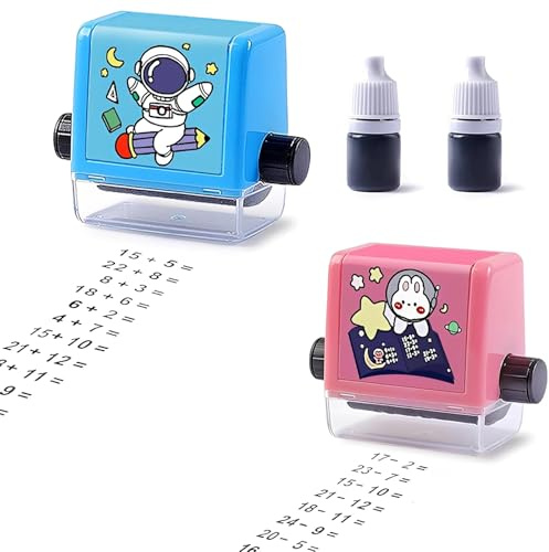 Little Professor: Juego De Aprendizaje De Matemáticas Para Niños, 2 Unidades De Sellos De Rally Matemático Con Números, Sellos Para Profesores De Primaria, Con Impresiones En Negro De Sumas Y Restas