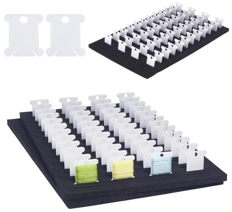 nbeads 350 bobinas para hilo de bordar blanco, de plástico, con 3 insertos de espuma EVA para hilo de bordar, organizador con varios cajones, almacenamiento de punto de cruz