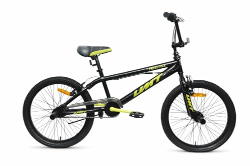 DEPORBIKES Bicicleta BMX 20 Pulgadas | BMX Freestyle + Rotor 360° + 4 Hubs + Frenos V-Break | Diseño Resistente y Original (Negro-Amarillo)