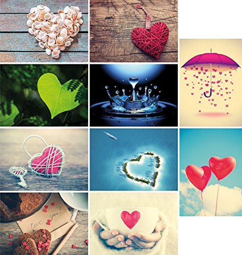 20 Postales de Amor (10 diseños con cada uno 2 tarjetas postales), Cartas de amor, Amor, Corazones, Boda, Set 2