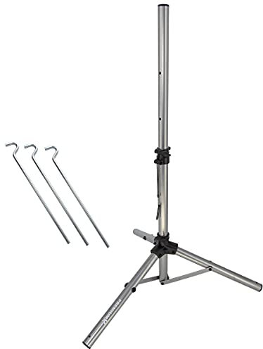 Premium X Basic Dreibein-Stativ Stahl 120cm Ø 35mm Silber SAT Tripod Ständer für Satellitenschüssel Balkon Camping 3X Heringe