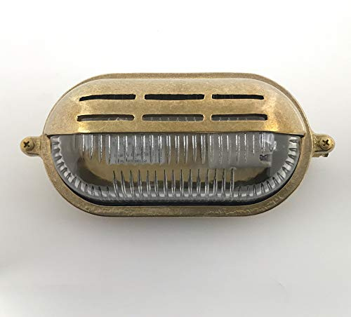 Luz de mamparo KsH and Co Adamantia IP64 de latón con tapa de párpado