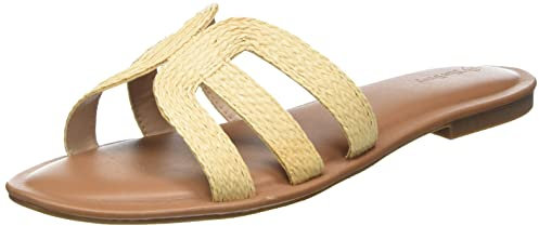 Marque Amazon - Monika Sandales Plates à Enfiler pour Femme - Raphia naturel - 40 EU
