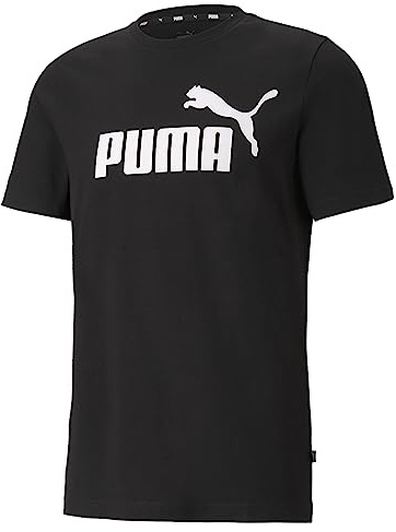 Puma Ess Logo Tee Camiseta de Deporte, Black, S Hombre