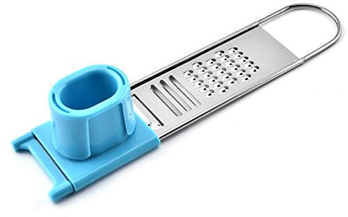 MASMAS Rallador Laminador de Acero Inoxidable Triturador de Ajos Molinillo de Especies Jengibre Rebanador y Cortador de Vegetales y Quesos (Azul)