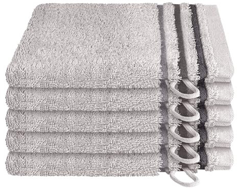 Schiesser Waschhandschuhset Skyline Color - 5-teilig - 16 x 22 cm - Hellgrau