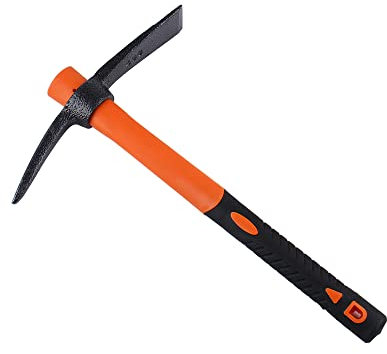 LUBAN Pioche avec herminette forgée Robuste et poignée Ergonomique en Fibre de Verre antidérapante Pioche de 38,5 cm pour Jardinage, Chasse, aménagement extérieur