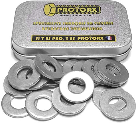 Rondelles Metal Inox M10 : Boite 20 Pcs Plate Moyenne Acier Inoxydable A2 | Usage Interieur et Exterieur | Carrossier Bricolage Réparation Mobilier Electroménager | Dimension (10,5mm x 22mm x 2mm)