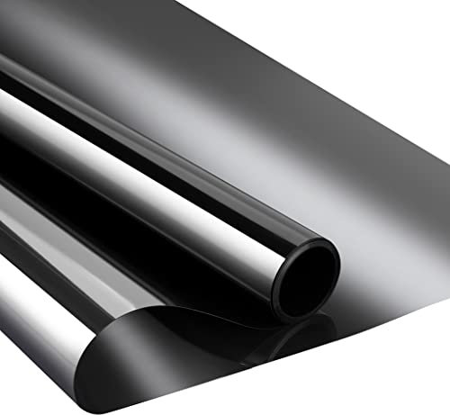 Arthome Pellicola per Vetri Finestre Anti-UV 44,5cmx200cm, Nero Argento, Controllo del Calore Oscuranti per Finestre Riflettente Adesiva Statica DIY per casa e ufficio Riduzione Abbagliamento solare