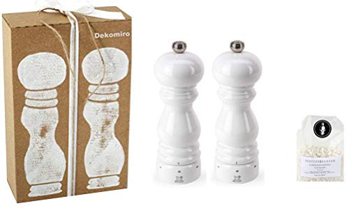 Dekomiro Set Pfeffermühle und Salzmühle Peugeot Paris weiß 18 cm u-Select Dekomiro Geschenkset mit 100 gr. Salz