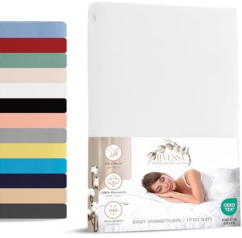 Livessa Spannbettlaken 70x140 aus Baumwolle Single-Jersey Stoff 140 g/m², Spannbetttuch/Bettlaken, Oeko-TEX Zertifiziert (M24M05FF9), Ultra weich
