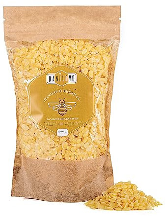 100% Reine Bienenwachs Pastillen 200g – Lebensmittelechtes Kerzenwachs – Geeignet für Kosmetik – Ohne Zusatzstoffe – von Danilovo [Gelb]
