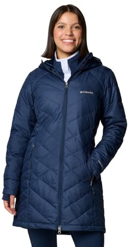 Columbia Heavenly Long Hooded Jacket, Piumino Con Cappuccio Donna, Collegiate Navy, XL