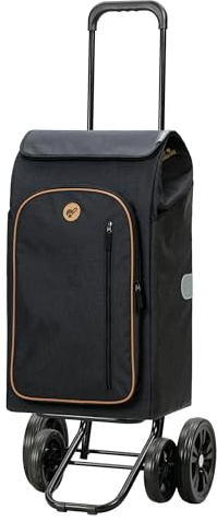 Andersen Einkaufstrolley - klappbar - 61 Liter - 4 Räder - mit Kühlfach - höhenverstellbar - belastbar 50 kg - Stahlgestell - Trolley - Quattro Shopper Folke schwarz