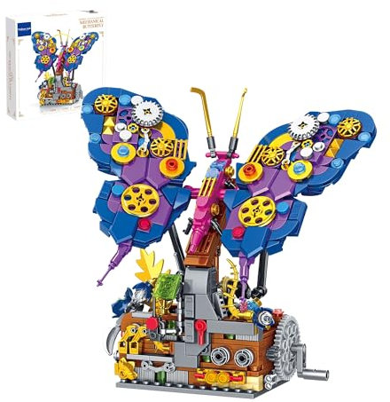 TAIKONLAB Set di blocchi da costruzione a forma di farfalla steampunk, creativo collegamento meccanico con ali che sbattono animali e mattoni, decorazione per la casa, regalo per bambini e adulti
