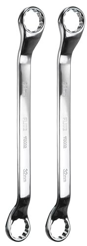 QUARKZMAN 2 llaves de estrella doble offset de 45 grados, 30 mm x 32 mm, métricas de 12 puntos, acero cromado CR-V, llave de doble anillo, herramienta de reparación