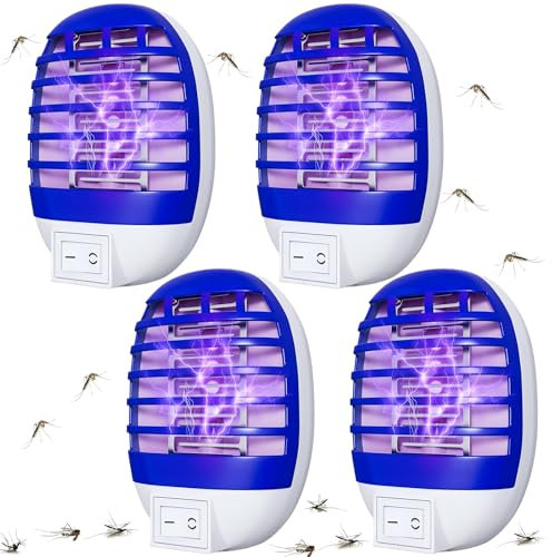 Mückenlampe,4 Stück Elektrischer Insektenvernichter, Mückenschutz Steckdose Fliegenfalle mit UV-Insektenfalle, Elektrisch Insekten Mückenfalle Geeignet für Küche, Schlafzimmer, Esszimmer
