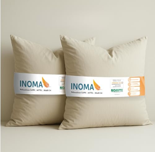 INOMA Wellness-Kissen Capri 80x80-2er Set -, Hotel Kissen, Ultra Soft Federn Daunen Mischung (90% Federn, 10% Daunen), Made in Germany, Oeko-TEX, allergikerfreundlich, Ganzjahr