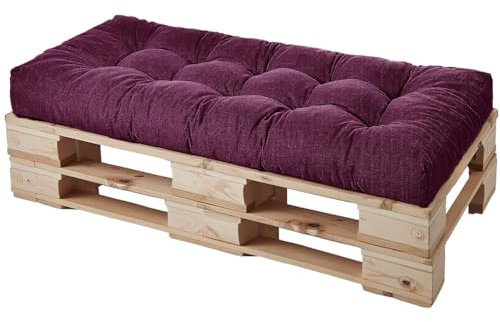 HJZPWB Tela de Lino Cojin Banco 8 cm de Grosor Cojines para Banco Estilo Capitoné Cojin para Banco Exterior Antideslizante Colchoneta Tumbona Grueso Cojin Sofa Exterior,Dark Purple,110 * 40 * 8cm