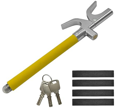 Relaxdays Antifurto Bloccasterzo Auto Universale, Lucchetto Blocca Volante, Protezione Sterzo Regolabile,Acciaio, Giallo